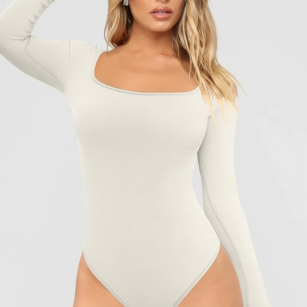 OQQ Cream Bodysuit - Large